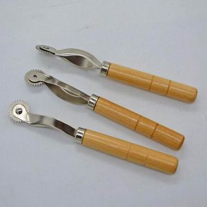 Kit de herramientas de mano con mango de madera, práctico marcador de puntada a medida, trazador de patrón dentado, rueda de rastreo