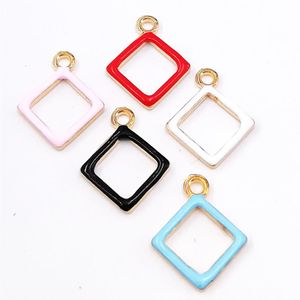 200 PCS Simple Carré En Forme De Charmes Émail Géométrique Charmes Pendentif Diy Bijoux Accessoires pour Collier Bracelet Faire 15 18mm245l