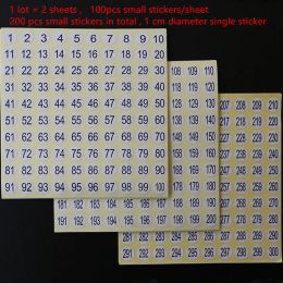 200 stks kleine stickers/partij, 1 2 3 4 5 6 7 8 10 12 14 --- 32 34 36 38 40 --- 299 300 kleurnummer sticker label thermisch kassier papier