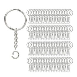200 stks split sleutelhanger ringen met ketting zilveren sleutelhanger en open ringetjes bulk voor ambachten diy 1 inch 25mm275f