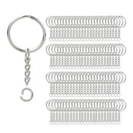 200 stuks split sleutelhanger ringen met ketting zilveren sleutelhanger en open ringetjes bulk voor ambachten diy 1 inch 25mm244q