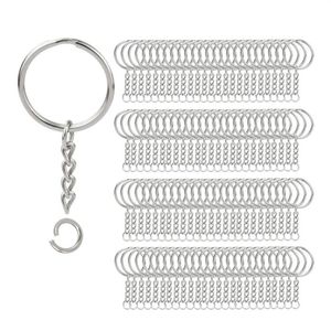 200 stuks split sleutelhanger ringen met ketting zilveren sleutelhanger en open ringetjes bulk voor ambachten diy 1 inch 25mm253b