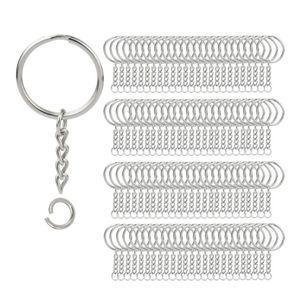 200pcs Split Key Chain Rings avec une bague clé en argent en chaîne et anneaux de saut ouvert en vrac pour l'artisanat bricolage 1 pouce 25 mm244q