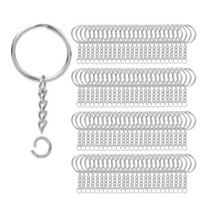 200 stks split sleutelhanger ringen met ketting zilveren sleutelhanger en open ringetjes bulk voor ambachten diy 1 inch 25mm258D