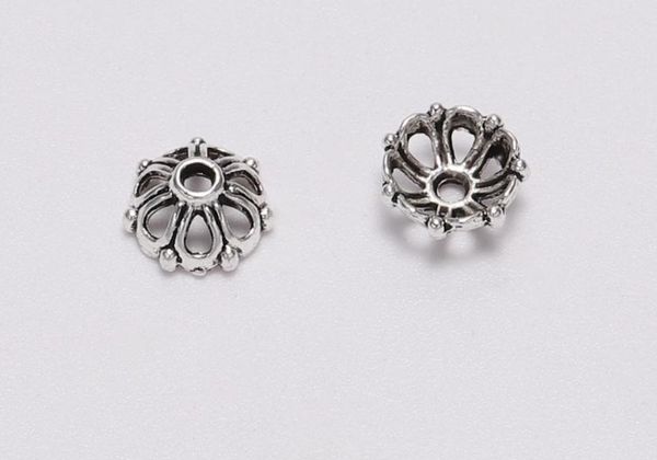 Embouts de perles tibétaines en argent, 200 pièces, capuchons de perles de fleurs pour la fabrication de bijoux, accessoires de bricolage, vente en gros