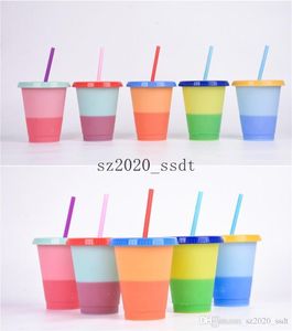 Gobelets 160z tasse à café en plastique réutilisable couleur changeante tasses froides gobelet en plastique changement de couleur tasses drôles tasse d'eau produit cadeau
