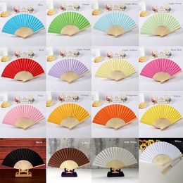 200pcs Wedding Gunsten Geschenkpapier Vouwventilator Bruid Handventilator met bamboe ribben Candy Color Craft Diy Fan DHL C0815