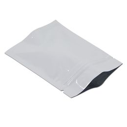 200 pièces sac d'emballage alimentaire ziplock en papier d'aluminium blanc sac en aluminium Mylar à fermeture éclair auto-scellante pour emballage de thé de collation DOOKIES de bonbons 201021265m