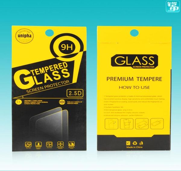 200pcs Boîte d'emballage universel entier pour 25D Elegant Round Edge 9H Antishock Temperred Glass Screne Protector for LG v20 ipho9013717