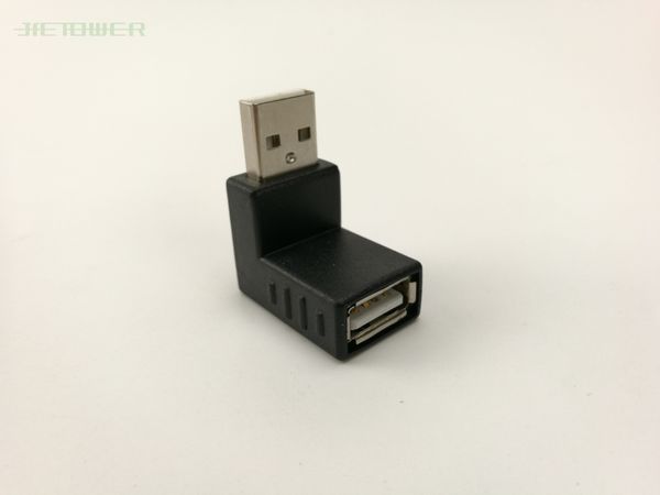 200pcs venta al por mayor 2.0usb up bend adaptador a jack adaptador USB 2.0 AM / AF conector, adecuado para laptop laptop 2.0usb