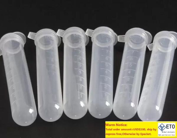 Tubes à centrifuger en plastique transparent de 10ml, 200 pièces, flacons à bouchon à pression, récipient d'échantillon de laboratoire, bouteille avec capuchon, fournitures scolaires et de laboratoire