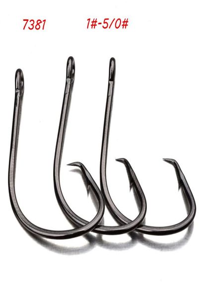 200pcslot 6 tamaños 150 7381 Sport Circle Hook High Carbon Steel Barbed Fishing Hooks FS274514298