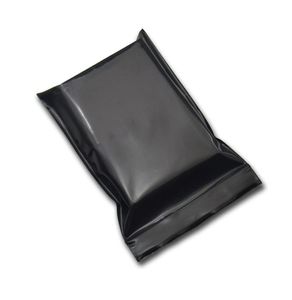 200pcslot 812cm sac en plastique en plastique en plastique noir auto-joint auto-scellant percourage à fermeture éclair éclairage zipper poly