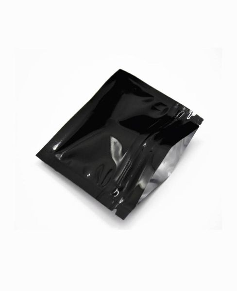 200pcslot tipo plano 75x63cm pequeñas bolsas con cierre de papel de aluminio embalaje de cápsulas embalaje de papel de Mylar negro cremallera bolsa de té de café 3682923