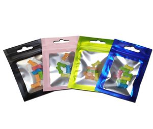 200pcslot small mate colored grip package zipper sac en aluminium sac en aluminium refermable les sacs de fenêtre clairs en plastique de verrouillage zip