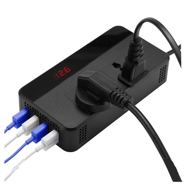 Convertisseur 200W 12V à 220V Prise de câble d'alimentation avec affichage numérique Onduleur de voiture deux Prise universelle 4 Adaptateur USB Onde sinusoïdale modifiée