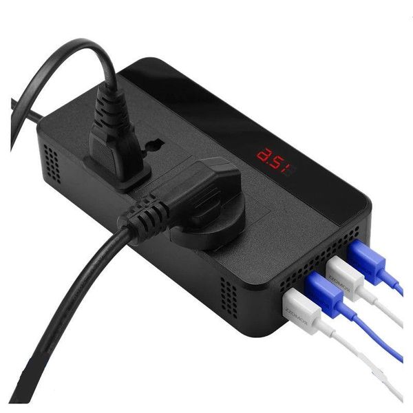 Convertidor de 200 W, enchufe de cable de alimentación de 12 V a 220 V con pantalla digital, inversor de corriente para automóvil, dos enchufes universales, adaptador USB 4, Wa sinusoidal modificada