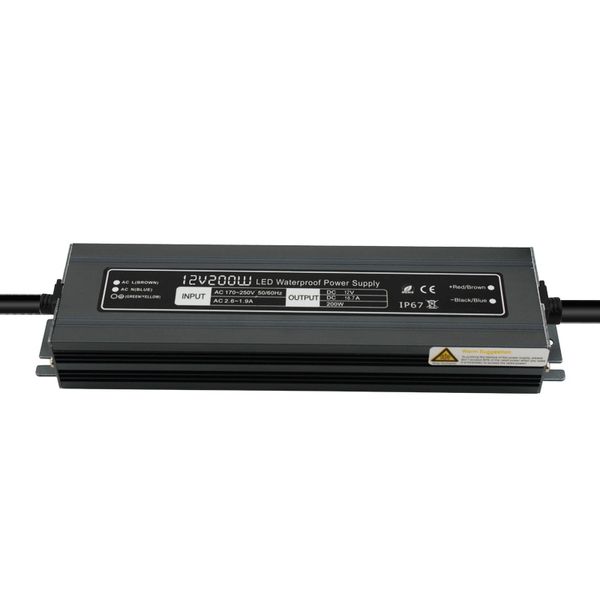 Transformateur d'éclairage 200W AC200-240V DC12V 24V prix usine de haute qualité alimentation LED IP67 étanche