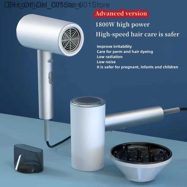 200w nuevo secador de cabello 1800W Fuerte viento azul de agua luz de agua baja radiación baja martillo silencioso peluquero para el cabello secador de cabello Z230815