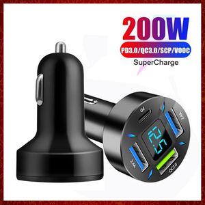 Chargeur de téléphone USB 200 W pour dispositif de Charge rapide de voiture 4.0 3.0 FCP SCP AFC PD 200 W pour Huawei Xiaomi iPhone 12 recharge de voiture électronique automobile livraison gratuite