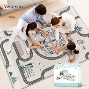 200x180 cm Mat de juego de bebé plegable Mat de bebé impermeable para piso Playmat portátil para bebés con bolsa de viaje Actividad de alfombra para niños Toy 231227