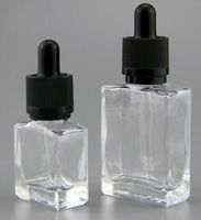 زجاج زجاجة بالقطارة ejuice 30ML مربع الصقيع زجاجة سوداء واضحة مع غطاء أبيض أسود bubber يفتحها الاطفال
