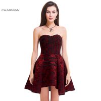 Women&#039;s Sexy Gothic Corset Dress Rose Print Zipper High Low Overbust Corset Dress Party Dress Vestidos