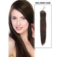18&quot; 20&quot; 22&quot; 100g 2# dark brown Silicone Micro Rings Loop Hair Extensions Indian Remy Human Hair