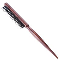Hair Brush Wood Handle Natural Boar Fluffy Bristle Comb Hair...