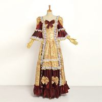 Wholesale-Victorian Gothic Dress Vintage Nobal Red Ball Gown Reenactment Theater Wear