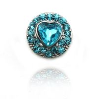 New Arrival 12mm Snap Buttons Metal 2 Color Crystal Heart Cl...