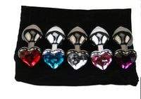 En forma de corazón Metal plug Anal Butt / Booty Beads Acero inoxidable Crystal Jewelry Productos del sexo 80 * 30 * 33 mm por DHL