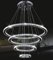 Stora moderna hängande lampor LED-ljuskronor K9 Crystal Suspension Fixtures för levande matsal 4 Diamantring Ljusbelysning Circle LLFA