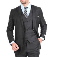 Üç Parçalı Siyah Düğün Smokin Damat Giyim Çentikli Yaka Iki Düğme Iş Erkek Takım Elbise 2018 Custom Made Groomsmen Suit