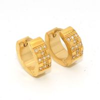 Överraskande 18K guldmän rostfritt stål runda kristallhopp örhängen för kvinnor örhängen varumärke mode smycken