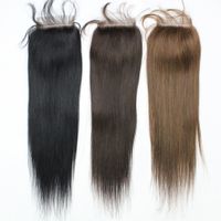 7A colore # 1b nero brasiliano capelli del bambino dritto pizzo superiore chiusura 3 parte 1B 4X4 peruviana vergine superiore pizzo chiusure dei capelli a buon mercato capelli umani