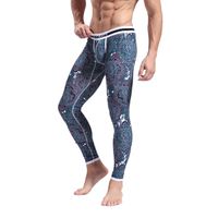 Wholesale-Mens Printed Soft Long Johns Pants Nations Wind Thermal Underwear Cotton Pants