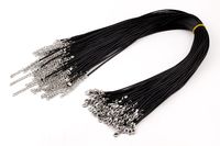 Promotionnel en cuir noir bricolage cordon cire en cuir collier pendentif corde corde 50cm avec des chaînes d'extension des composants de bijoux bricolage W109