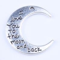 DIY Silver Retro Moon Jag älskar dig till månen och tillbaka Pendant Tillverkning Smycken Hängsmycke Fit Halsband eller Armband Charm 50PCS / Lot