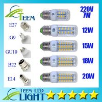 SMD5730 E27 GU10 B22 E14 G9 LED lamp 7W 12W 15W 18W 220V 110V 360 angle SMD LED Bulb Led Corn light 24LED