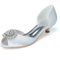 0700-03 2019 Custom Made Bridal Shoes Open Peep Toe Storlek 3.5cm Low Heel Evening Party Prom Kvinnor Skor 2019 Ny