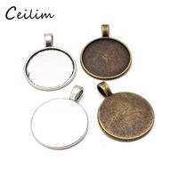 Silver & Bronze Colors 25mm Necklace Pendant Setting Cabochon Cameo Base Tray Bezel Blank Fit DIY 25mm Cabochons Jewelry Making Findings