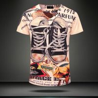 W1209 2015 Vintage Punk Krótki Rękaw V Neck 3D Drukowane T Shirt Męskie Marka Casual Bawełniana Tshirt Camiseta Hombretops Tees Odzież męska