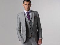 High Quality Light Gray Wedding Suits Wedding Tuxedos (Jacke...