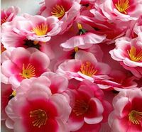 200 adet 5 renkler Yapay Şeftali Çiçeği Dekoratif Fabrika Dirtt Ipek Çiçek Baş Kat Tek Gül Ev Dekorasyon Için Düğün Malzemeleri