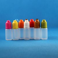 100 sets 8 ml (1/4 oz) botellas de gotero de plástico Pruebas infantiles Tips Tips PE LDPE E Vapor CIG líquido 8 ml