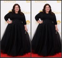 2015 Red Carpet Evening Dresses Emmy Awards Melissa McCarthy Plus Size Celebrity Dress With Lace Appliques Beads 3 4 Sleeve Prom Party Gowns