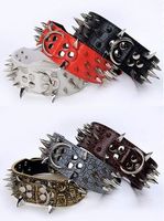 Spiked studded Leather dog collars 2 inch wide Pet Collar mu...