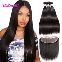 Indian Straight Virgin Hair Bundles With Frontal HD Transparent Lace Frontal Dhgate Cheap Remy Human Hair 3 Bundles With Frontal Closure