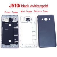 Mobiele telefoon gevallen J510F voorkant Middenframe Batterij Back Cover voor Samsung J5 J510 (Dual) Volledige behuizing met aanraakglaslens SM-J510F